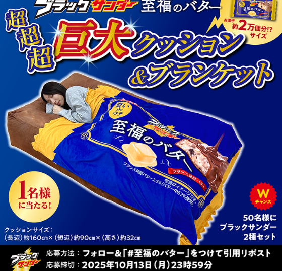 ブラックサンダー 超超超巨大クッション＆ブランケット プレゼント